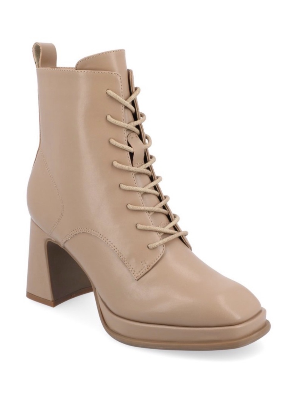 Journee Collection Kalinda Taupe Lace-Up Block Heel Ankle Boots Sz 8.5